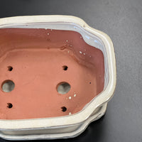 Bonsai Plant pot glazed ceramic white and blue 8x7x3"Bonsai Ottawa Shop