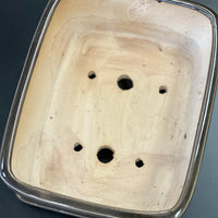 Bonsai plant pot glazed ceramic 9x7x3 blue and brown colours Bonsai Ottawa Shop