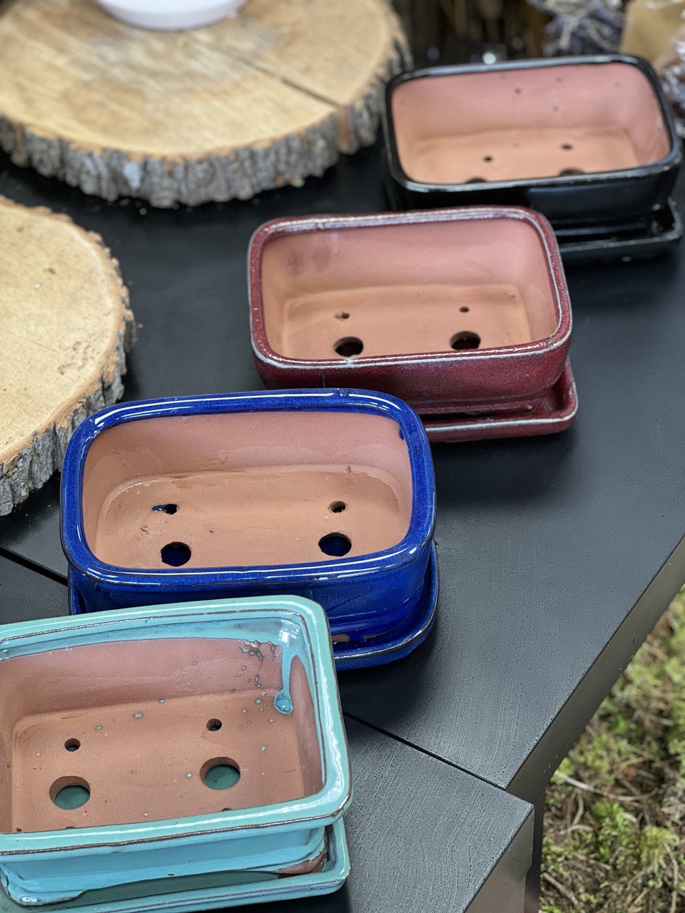 Rectangular Bonsai plant pot glazed ceramic 7