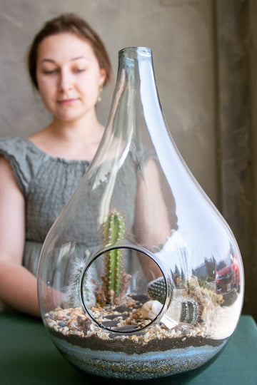 Teardrop terrarium, terrarium, easy plant, low maintenance, cactus, oasis terrarium, teardrop